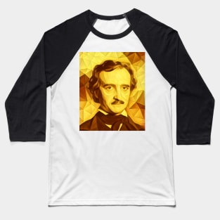Edgar Allan Poe Golden Portrait | Edgar Allan Poe Artwork 11 Baseball T-Shirt